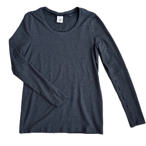 CAbi Tops - CAbi Women’s Blue Gray Striped Long Sleeve Wonder Tee Medium #3808